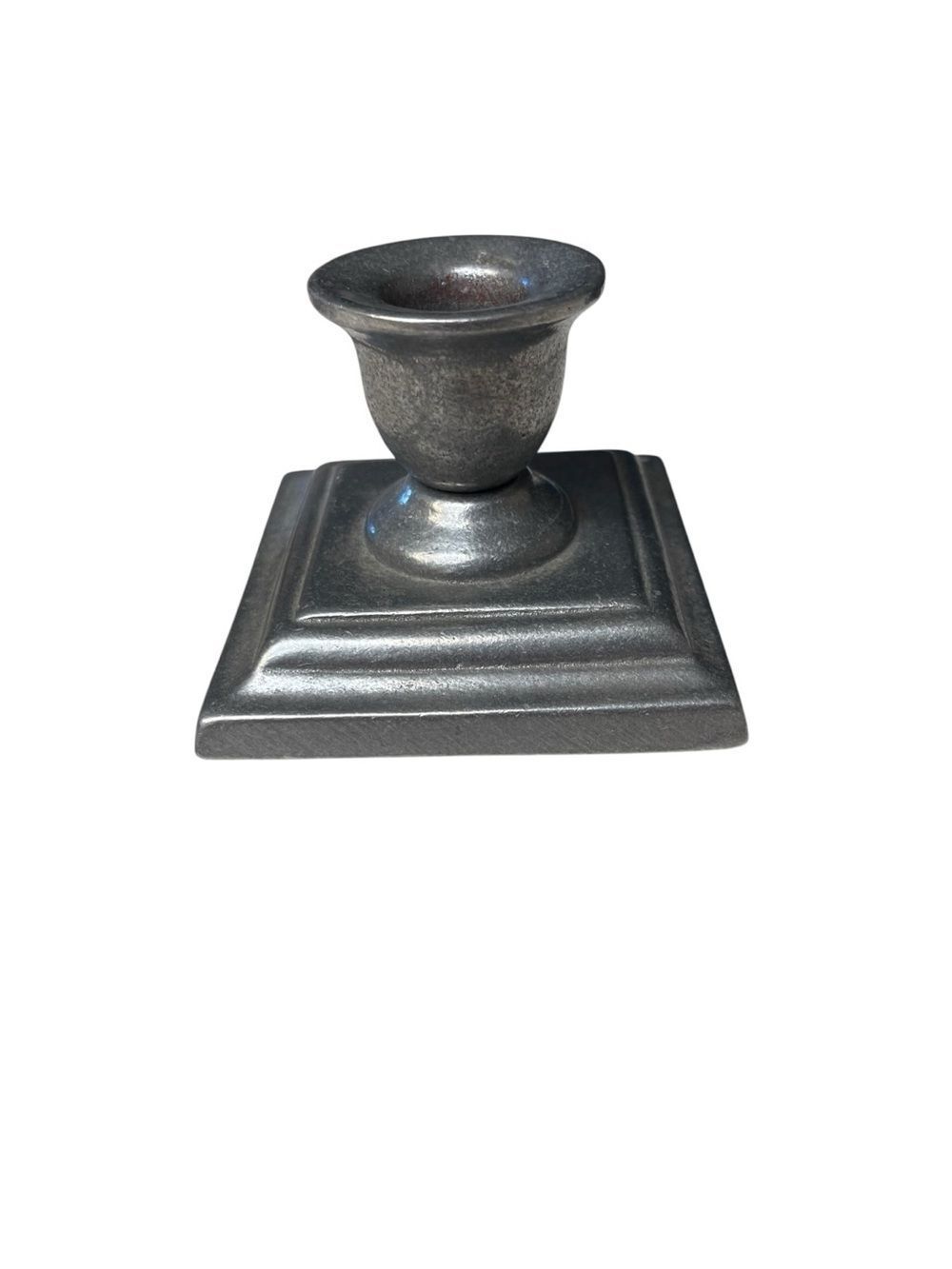 Carson Pewter Single Taper Candle Holder Vintage Square Base Rustic Home Decor